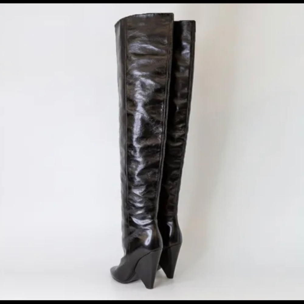 Saint Laurent Niki Thigh High Patent Leather Boot - Picture 2 of 6
